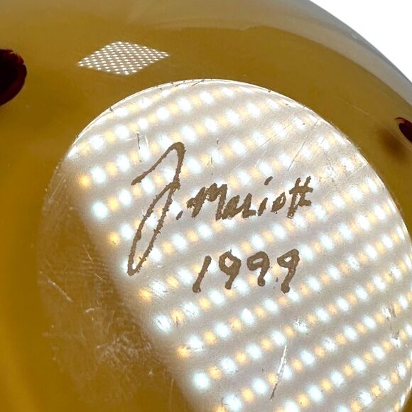 Vintage Hand Blown Glass Bowl Vase 3.5" Swirl Design Brown Art Glass J Mariott - Picture 7 of 9